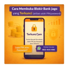 Cara buka blokir akun bank jago salah password.