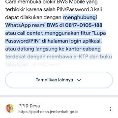 Solusi cepat aman untuk buka blokir bws mobile banking terblokir